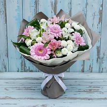 Букет цветов из:  Герберы, Альстромерии и Хризантемы в Баклановской Ростовской области