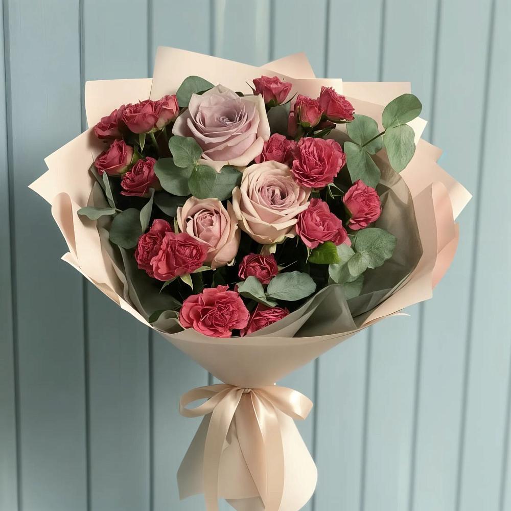 Букет цветов из: Гвоздики и Розы в Баклановской Ростовской области