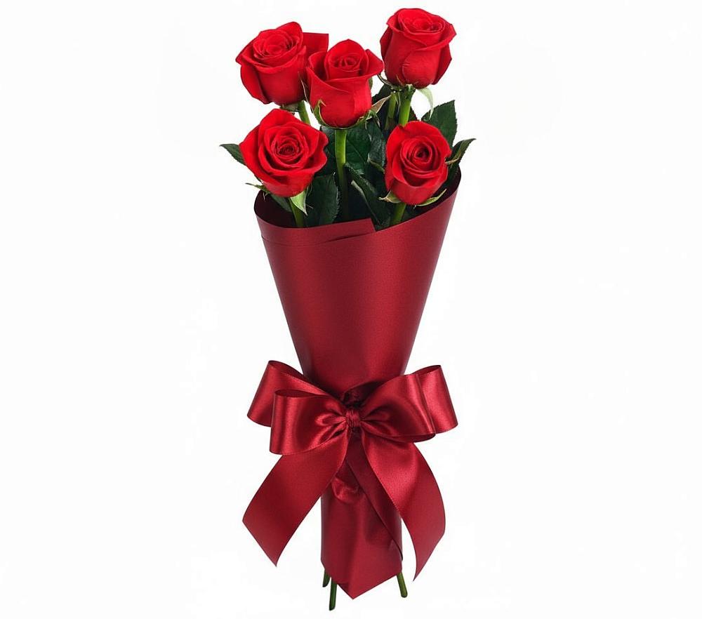 Букет 5 Красных роз Эдлесс Лав в Баклановской Ростовской области