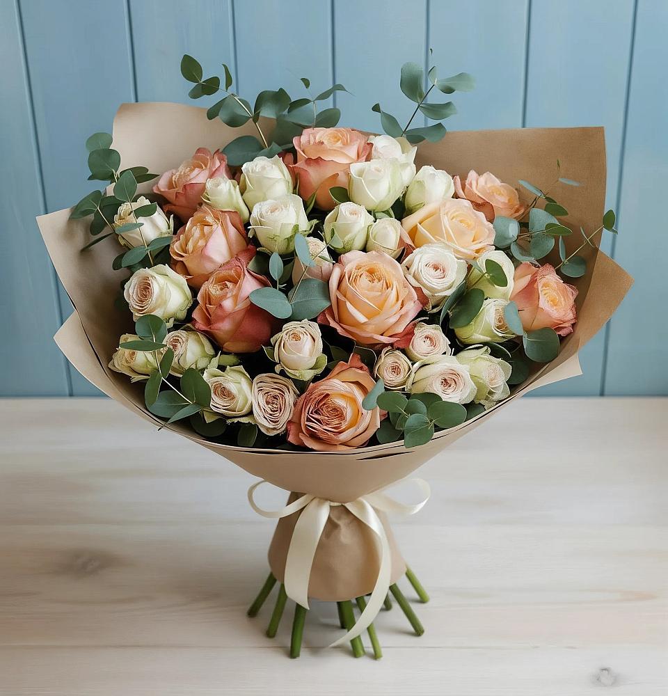 Букет цветов из: Альстромерии и Розы в Баклановской Ростовской области