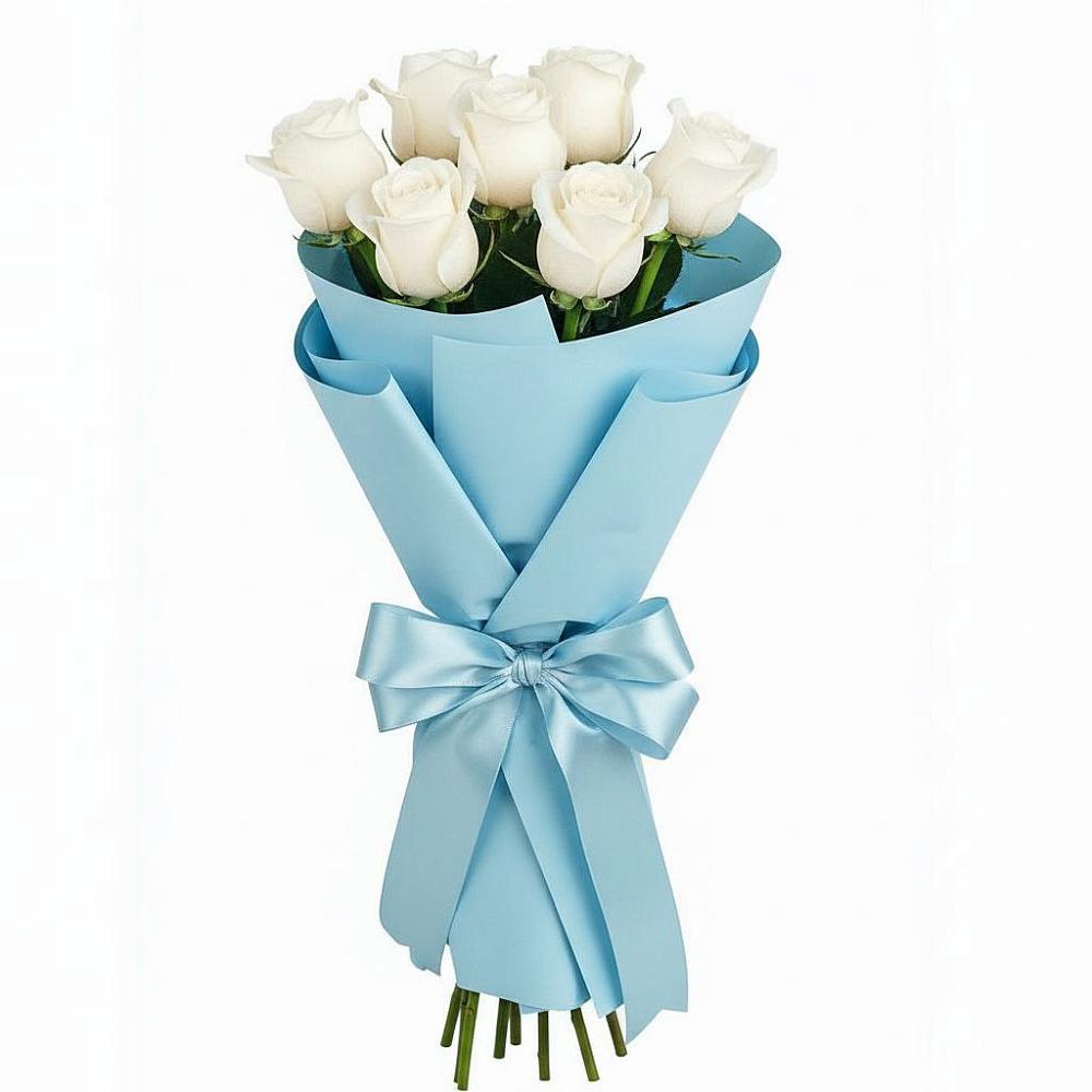 Букет 7 белых роз Проуд в Баклановской Ростовской области