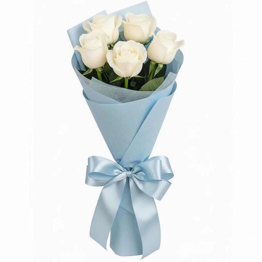 Букет 5 Белых роз Проуд в Баклановской Ростовской области