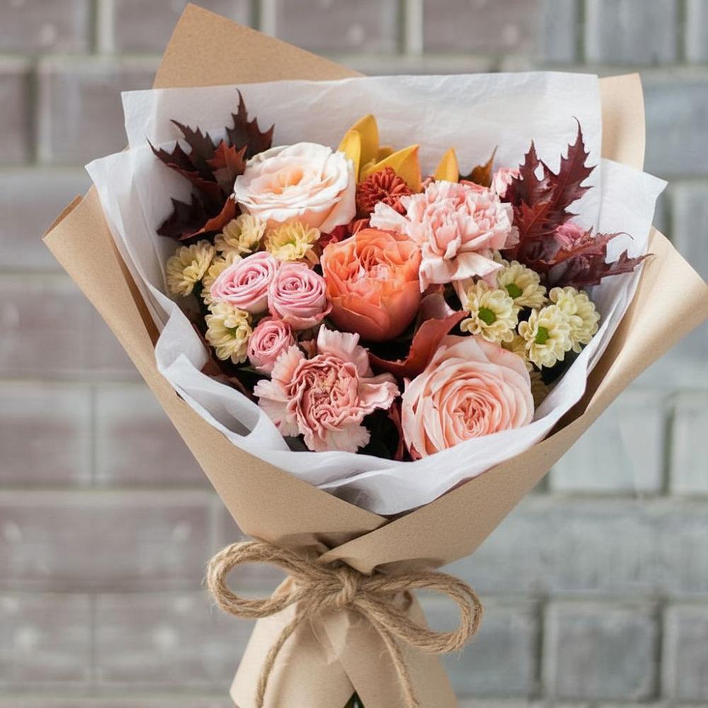 Букет цветов из: Гвоздики, Хризантемы и Розы в Баклановской Ростовской области