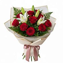 Букет цветов из:  Лилии и Розы #REPLACE_PRED# Баклановской Ростовской области