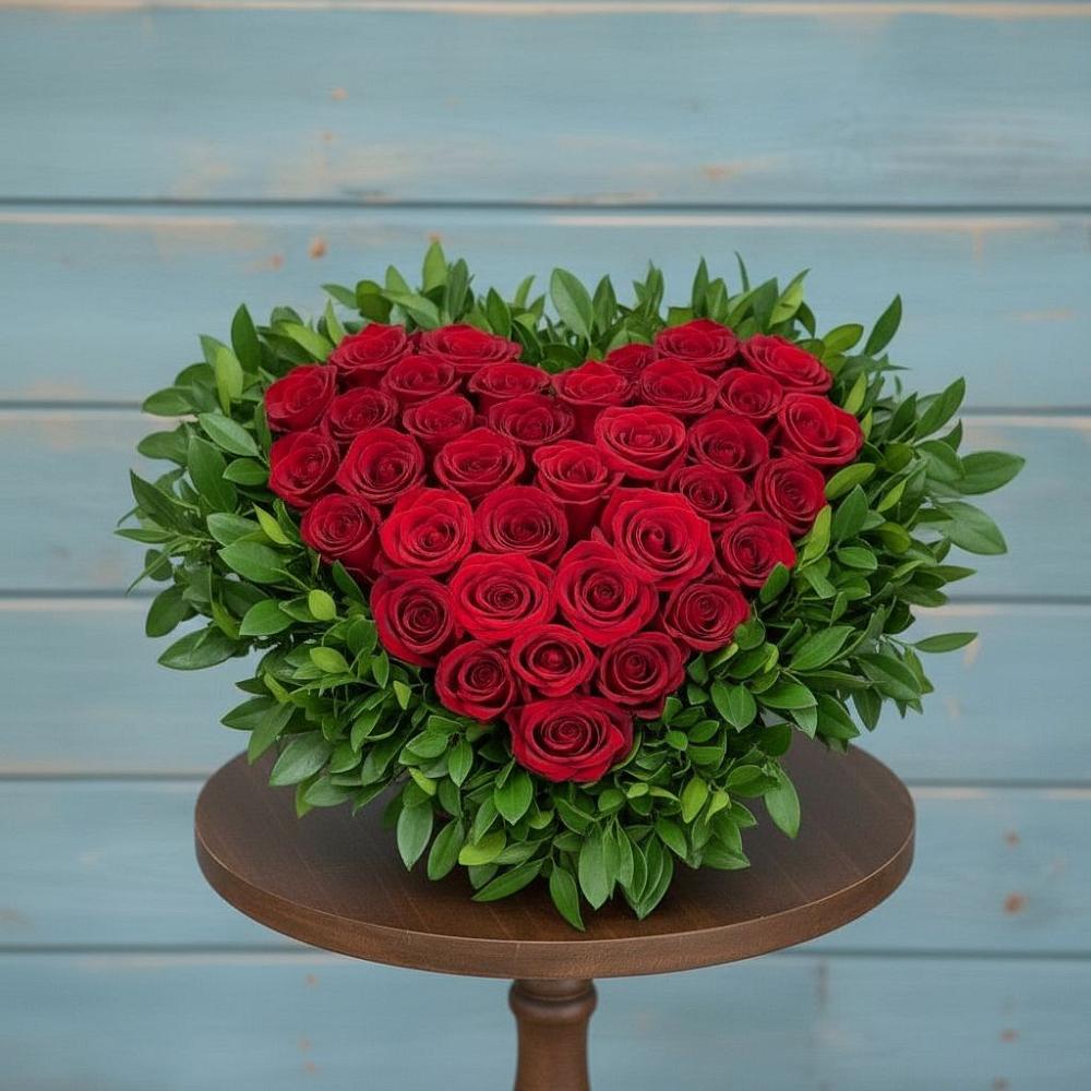 Цветочная композиция из Розы в виде сердца в Баклановской Ростовской области