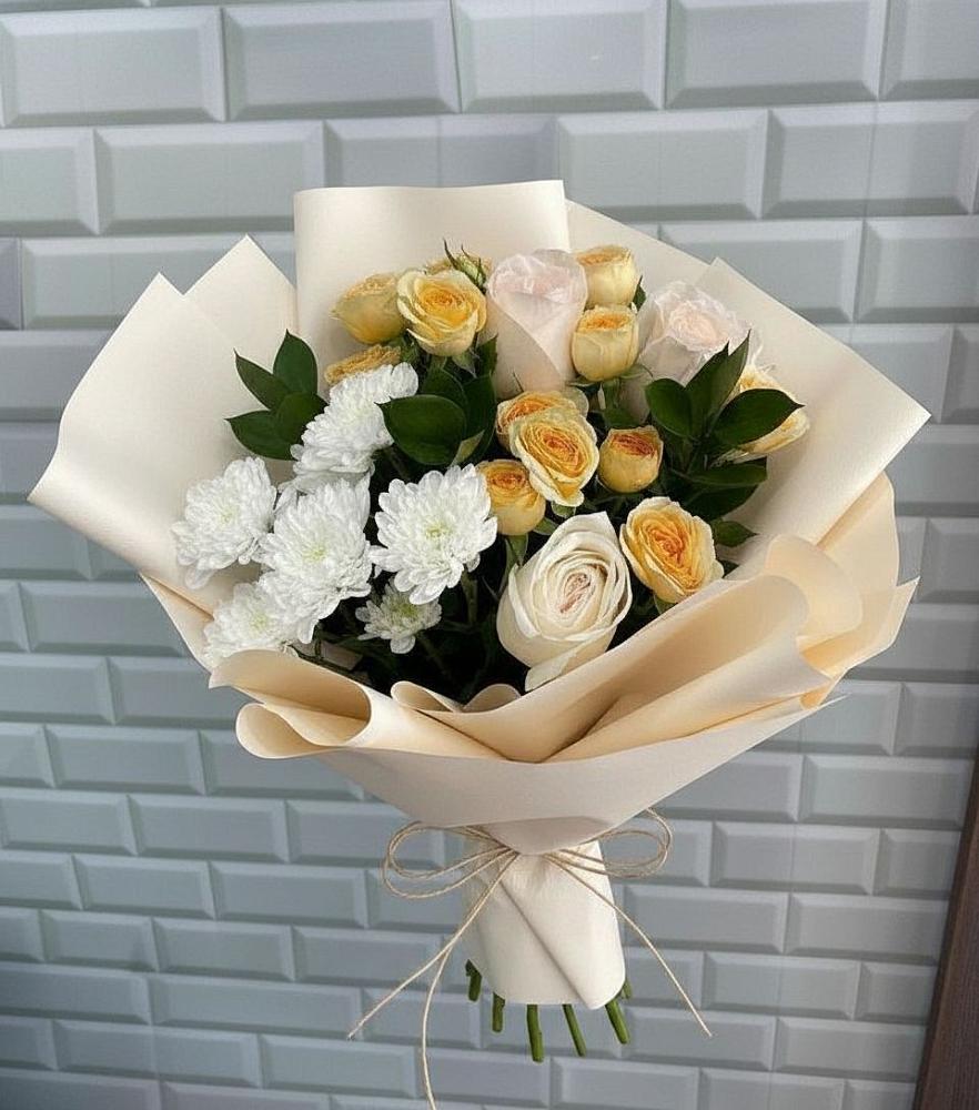 Букет цветов из: Розы и Хризантемы в Баклановской Ростовской области