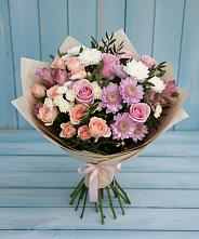 Букет цветов из:  Хризантемы, Розы и Альстромерии #REPLACE_PRED# Баклановской Ростовской области