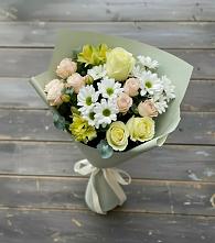 Букет цветов из:  Альстромерии, Розы и Хризантемы в Баклановской Ростовской области